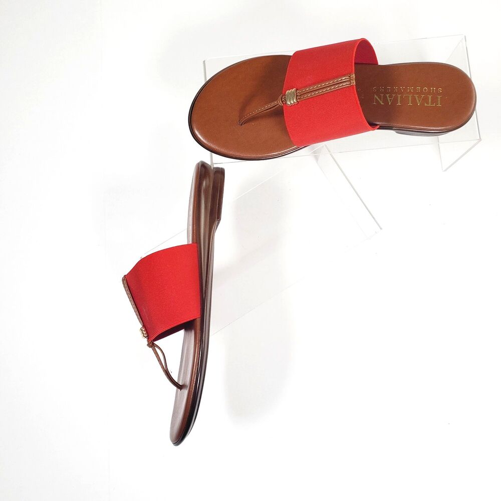Italian Shoemakers Women’s Sandals Size 7 Red Thong Comfort Slip-On NEW with box - Picture 4 of 8
